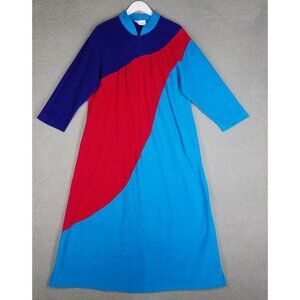 Vintage Vanity Fair Housecoat Women's Large Colorblock Robe Zip Up Warm Comfort